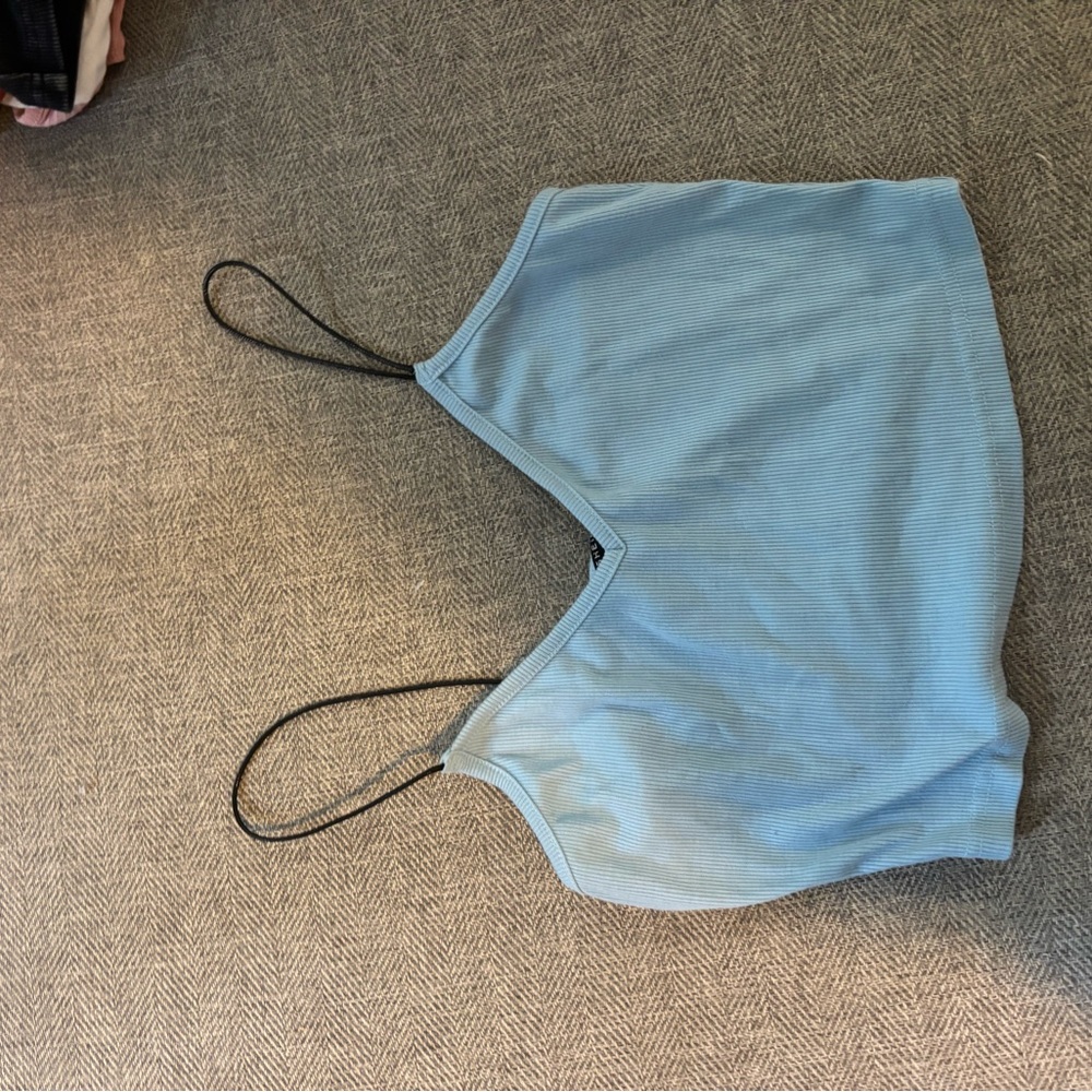 SHEIN Light Blue V-Neck Spaghetti Strap Top